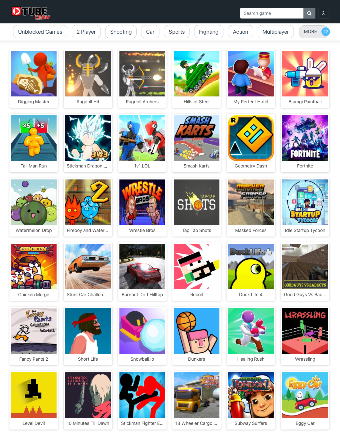 Tube Clicker website screenshot